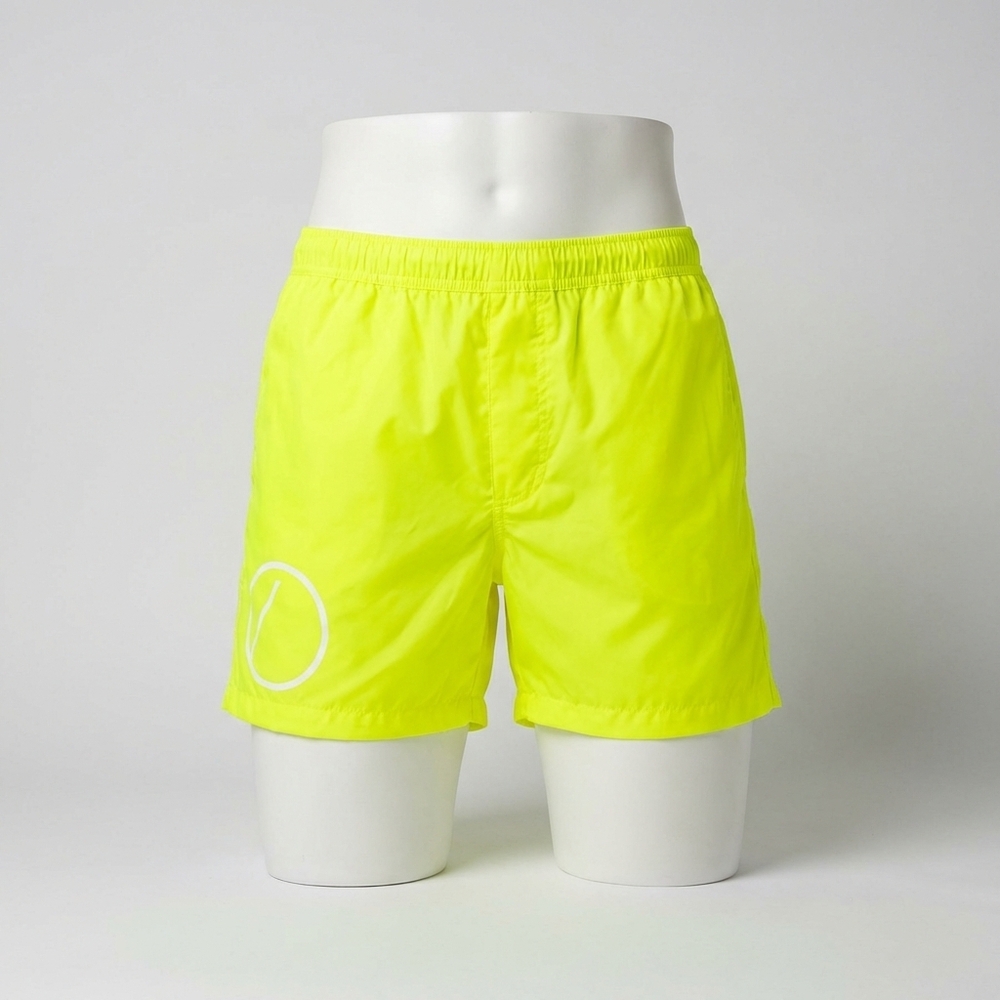 NEW VALENTINO vlogo print swim shorts in yellow fluorescent